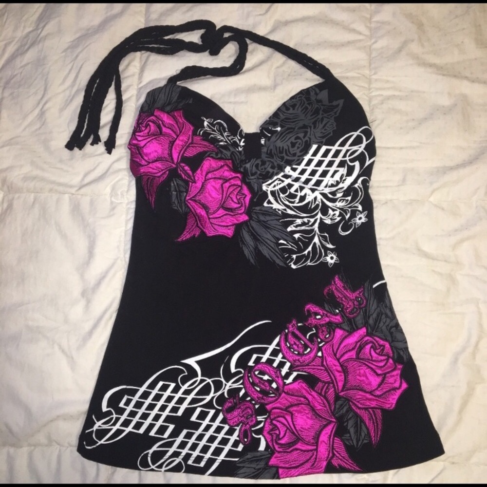 Metal Mulisha Black and Pink Women's Top